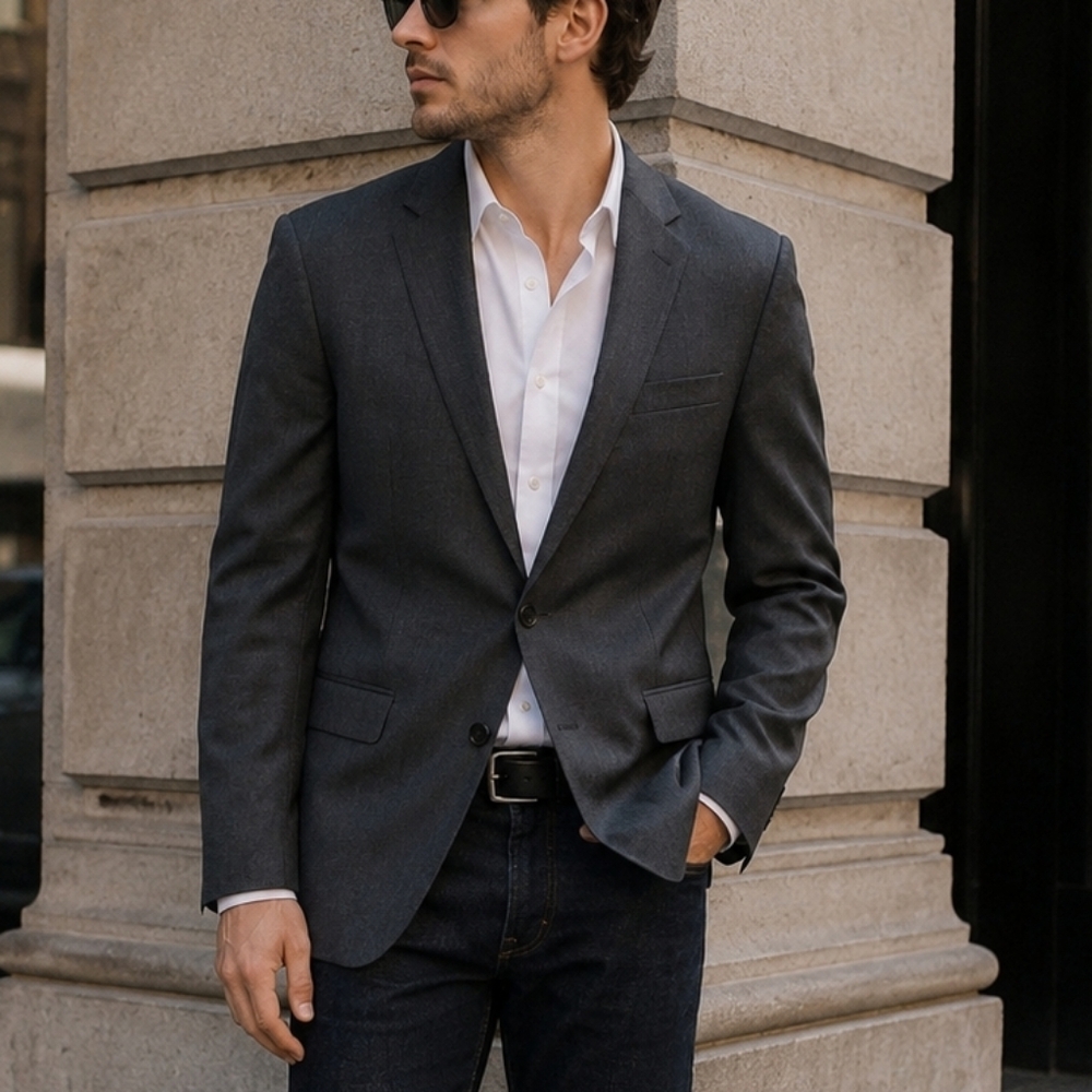 Van Heusen Men’s Blazer Jacket Size 40S Charcoal Gray Two Button Sport Coat